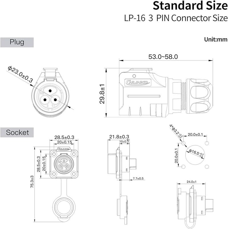 IP68 Waterproof M16 Panel 2Pin Plug Connector 10A Quick Screw Locking Terminal - Image 5